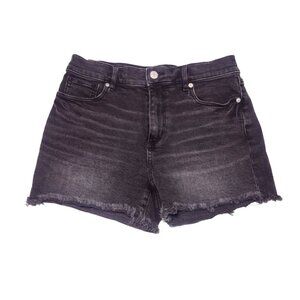 Made and Loved Loft High Waisted Denim Shorts Size 2/26 Black Frayed Hem Stretch